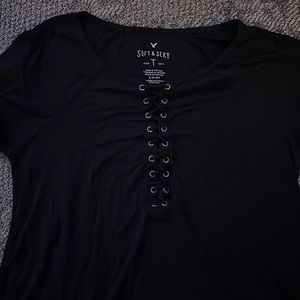 American Eagle Soft & Sexy Lace Up Tee